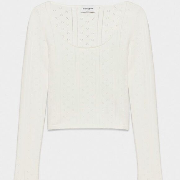 Aritzia Sunday Best Francis Pointells Sweater Light Burch White XL - Picture 6 of 6